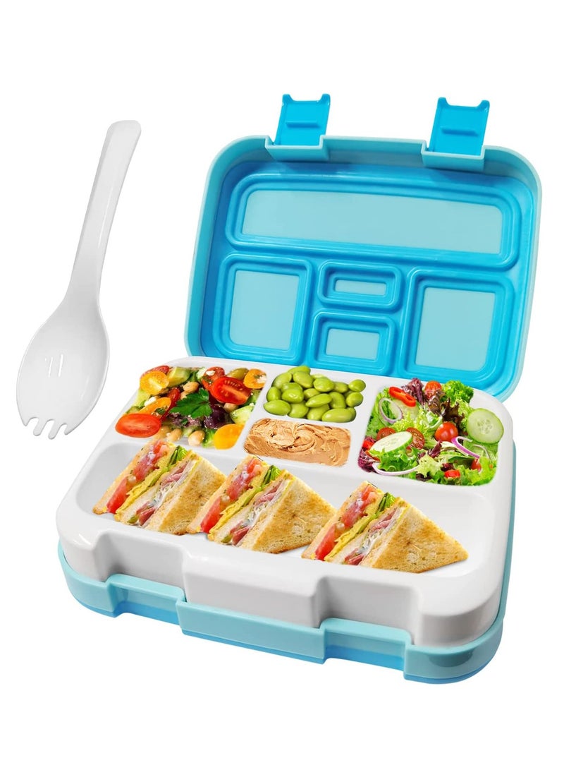 Bento Boxes with 5 Compartments, Robust Snack Box, 800 ML Bento Lunch Box With Spoon. BPA-Free Lunch Box, Suitable for Microwave and Dishwasher (Blue) - Image 1